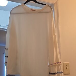 Ces Femme White Blouse with Black and Red Accents